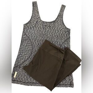 Zella Activewear Set Navy Variegated Tank & Black Cropped Leggings | Size S